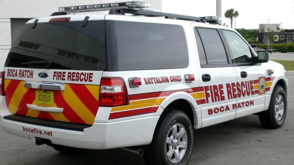 graphic design of boca raton fire rescue car
