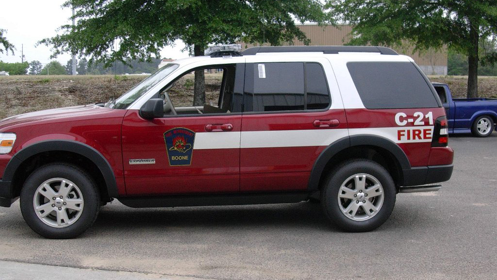 sideview design of a boone fire rescue car