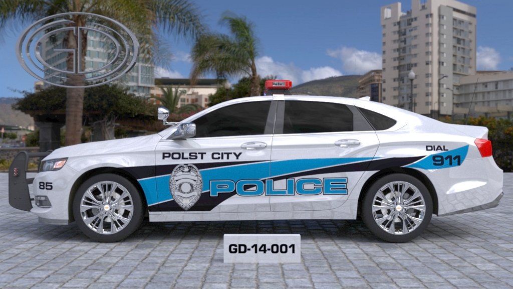sideview design of a polst city police car