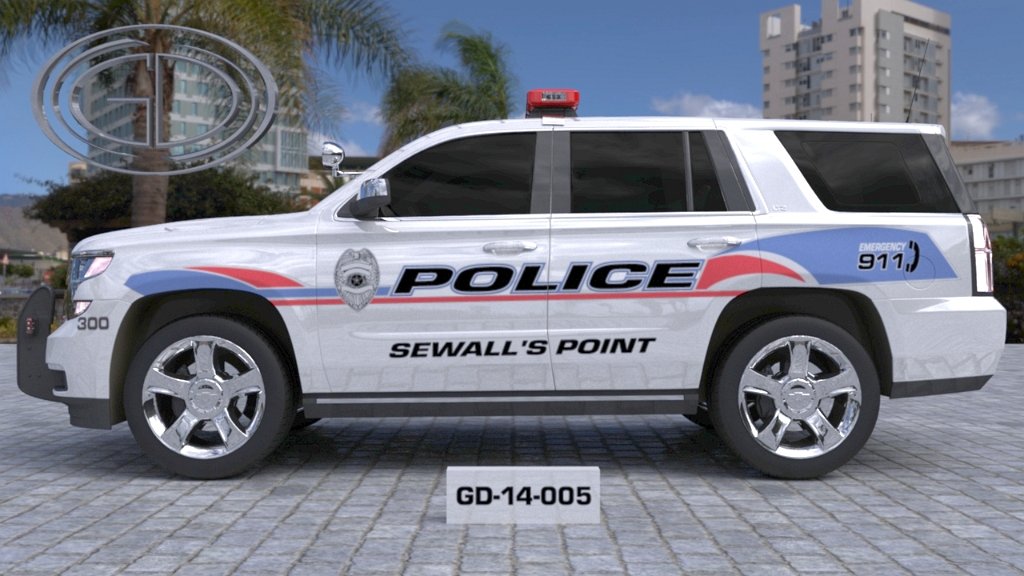 sideview design of a sewall's point suv police car