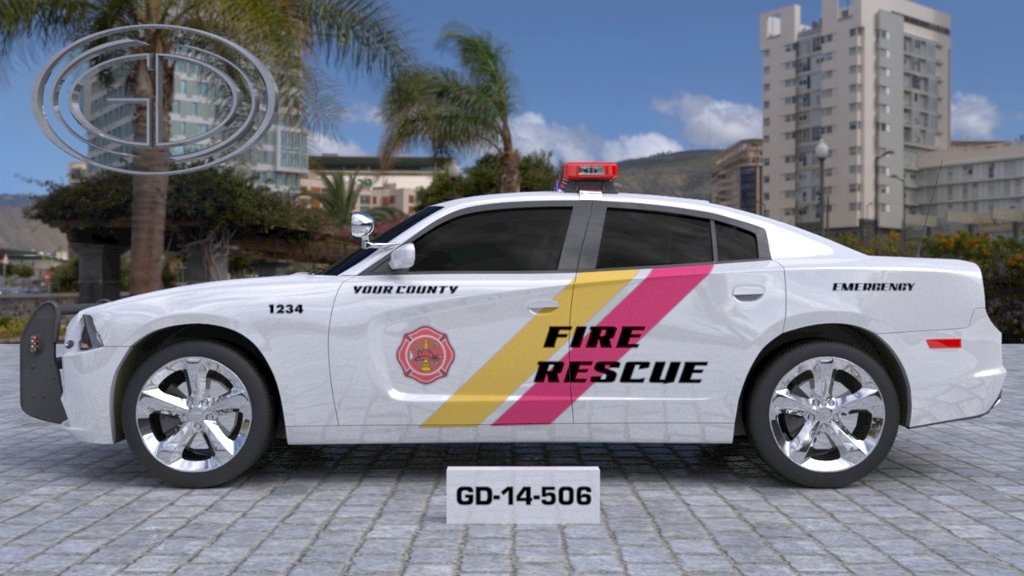 sideview design of a your county fire rescue car GD-14-506