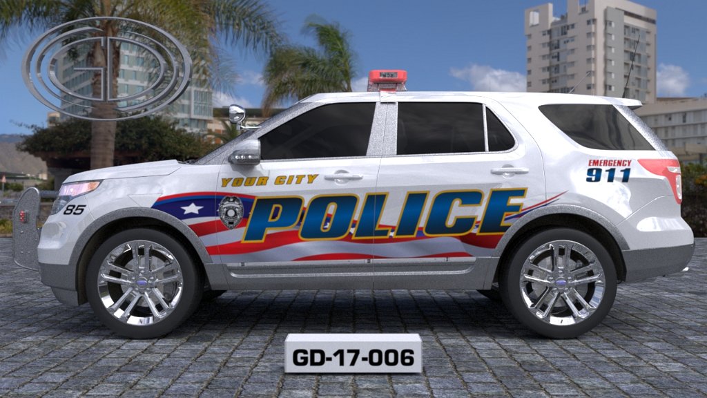 sideview design of a your city police suv car GD-17-006
