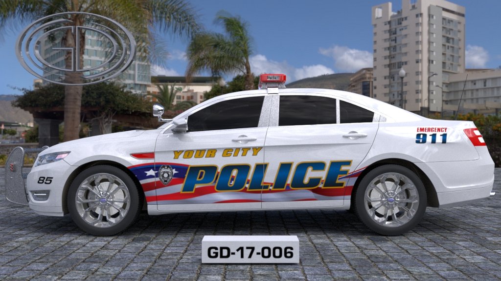 sideview design of a your city police car GD-17-006