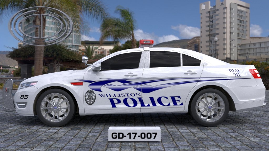 sideview design of a williston police car GD-17-007