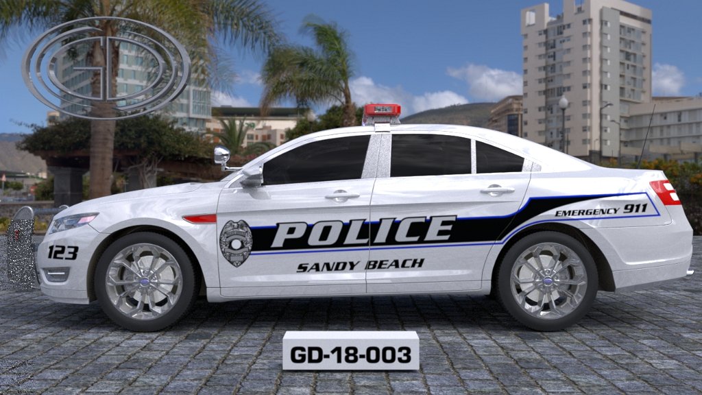 sideview design of a sandy beach police car GD-18-003