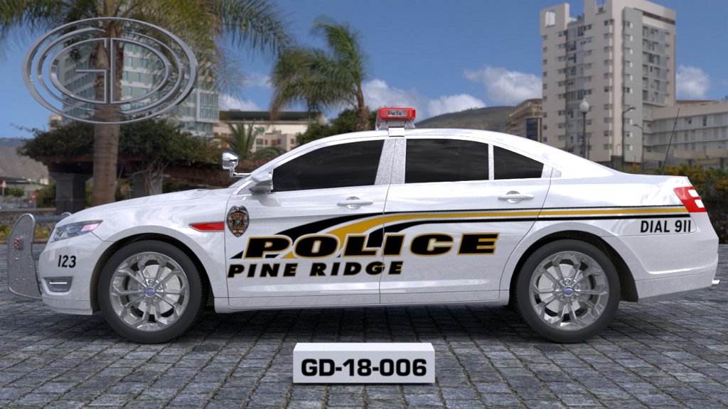 sideview design of a police pine ridge car