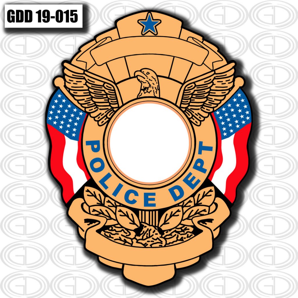 gdi police department sketch logo with star, bird, nature and logo of USA