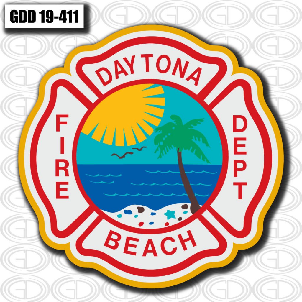 daytona fire beach department nature and beach logo design