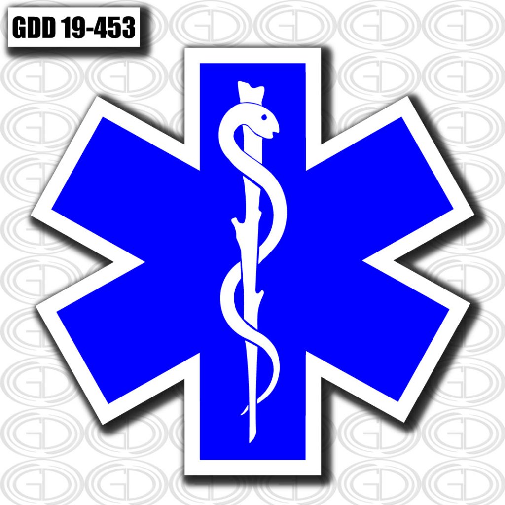 emergency medical services white snake and blue logo design