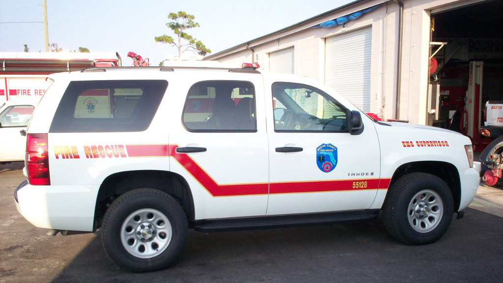 sideview design of a martin fire rescue car