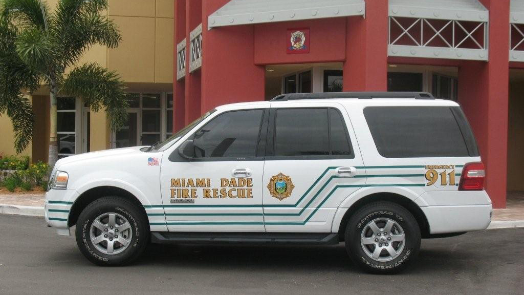 miami white and green fire rescue car graphic design