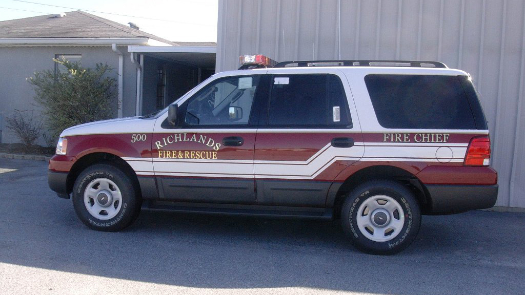 red and white richlands fire and rescue car design