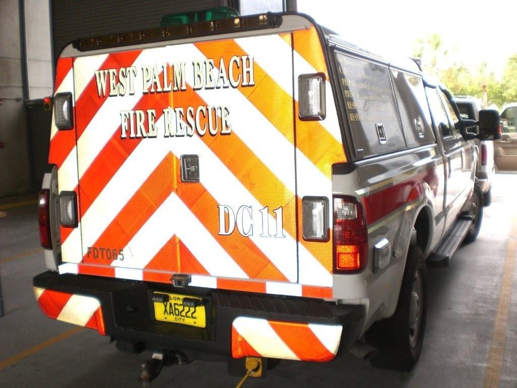 backview design of a west palm beach fire rescue car