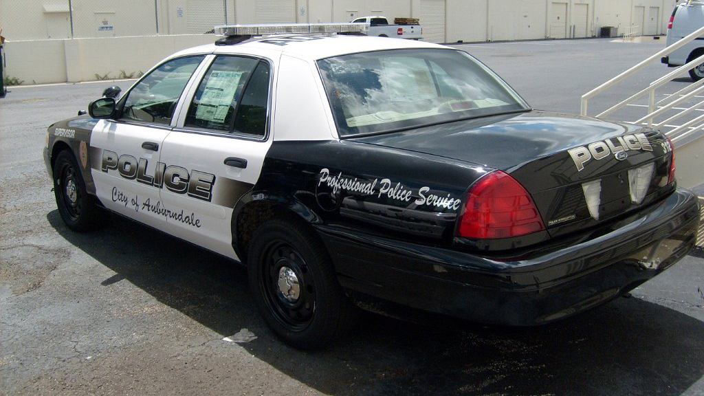 auberndale black and white police car with dark grey line design
