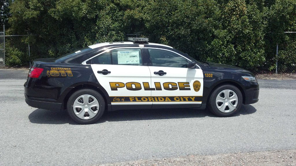 graphic design of florida police black and white car