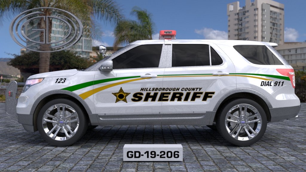 sideview design of a hillsborough county sheriff suv car GD-19-206