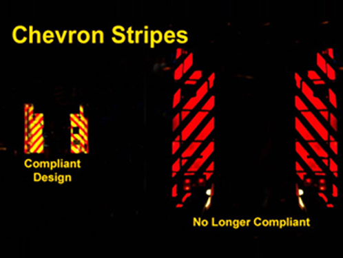 design of compliant design and no longer compliant chevron stripes